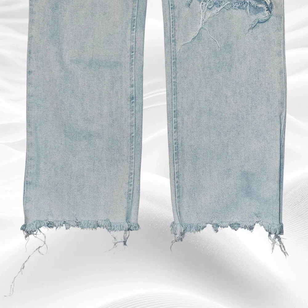 Rag & Bone Ankle Cigarette Jeans In Dean Wash Fray‎ Hem 28 Light Wash Bleached